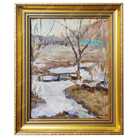 Динес Ю. С. Последний снег. Этюд. Картон, масло. 1957