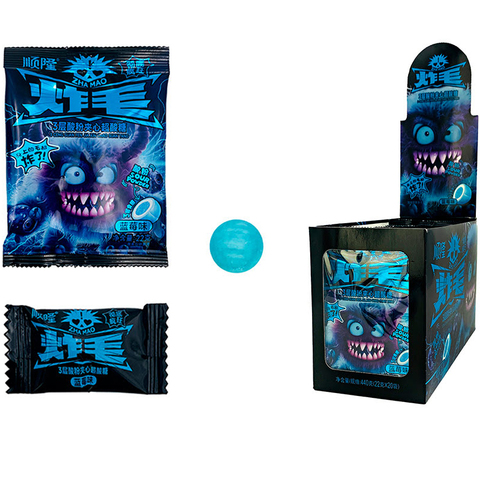 Трехслойные суперкислые конфеты со вкусом черники ShunLong (SHL1014) 1кор*12бл*20шт, 22гр