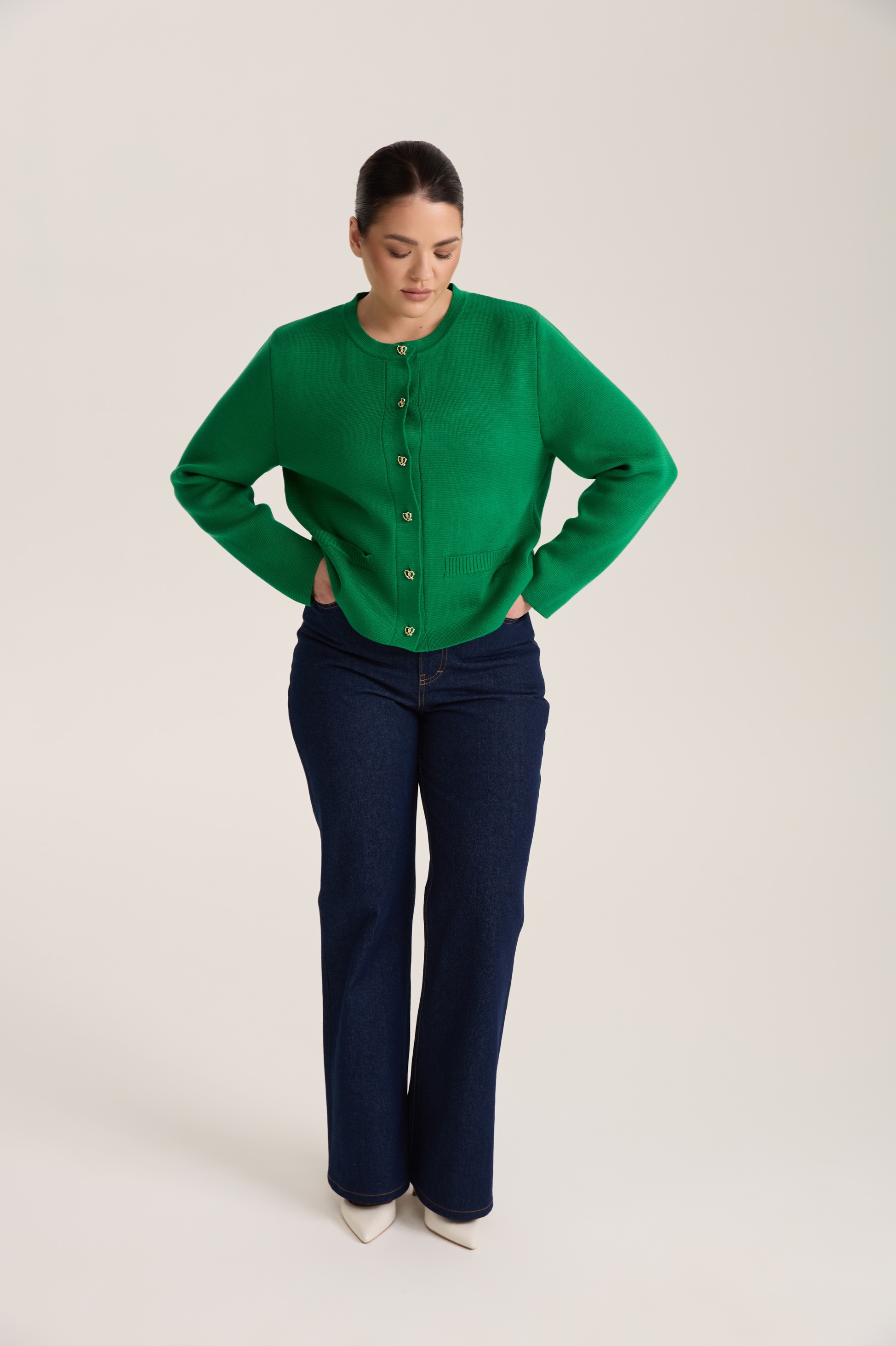 Жакет вязаный, зеленый