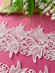 Кружево широкое, белое ажурное, для рукоделия, ширина 9 см, длина 2,2 м