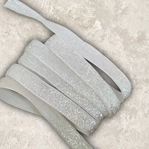 Бархатная лента с белым глиттером (1м.)