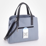 Сумка Саломея 166 гладкий серо-голубой + черный