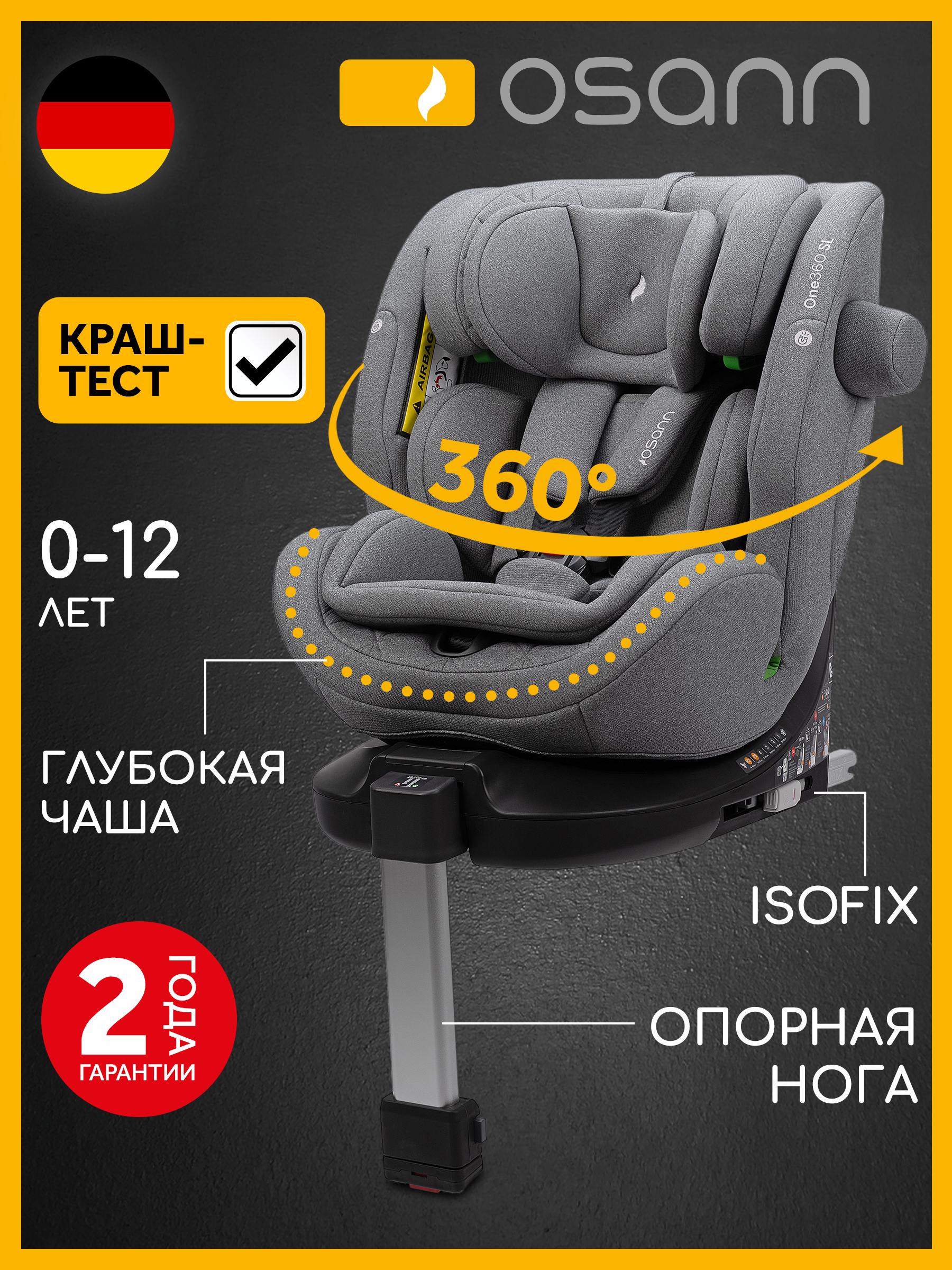 Детское автокресло Osann One360 SL Iron