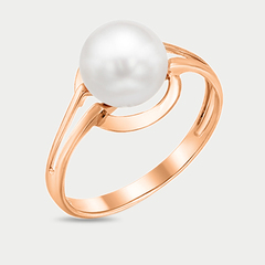 Кольцо женское из розового золота 585 пробы с жемчугом  (арт. 01-2-615-0500-010)
