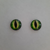 Глазки (стекло) блестящие клеевые 16 мм(пара) зеленые кошачьи