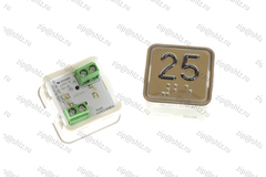 Кнопка (кнопочный модуль) KA302-S-R "25 этаж", квадратная, статическая красная подсветка, Брайль