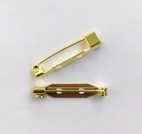 Японская булавка для броши 25 мм с прямой застежкой, цвет золото.
