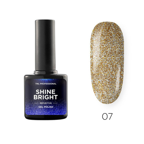 TNL, Гель-лак светоотражающий Shine bright №07 Золотой блеск 10 мл