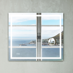 Универсальное зеркало с контурной Led-подсветкой, часами и косметическим зеркалом, 80 см, AM.PM Gem - M91AMOX0803WG