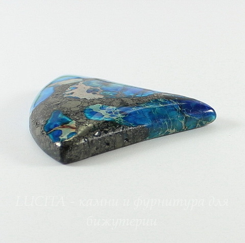Кабошон Яшма Императорская (прессов., тониров), цвет - голубой, 35х32 мм