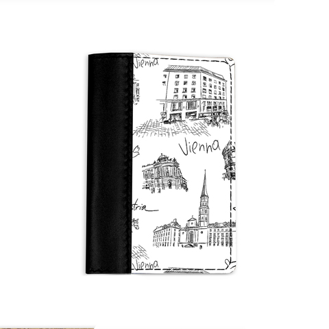 Обложка на паспорт комбинированная "Vienna" черная, белая вставка