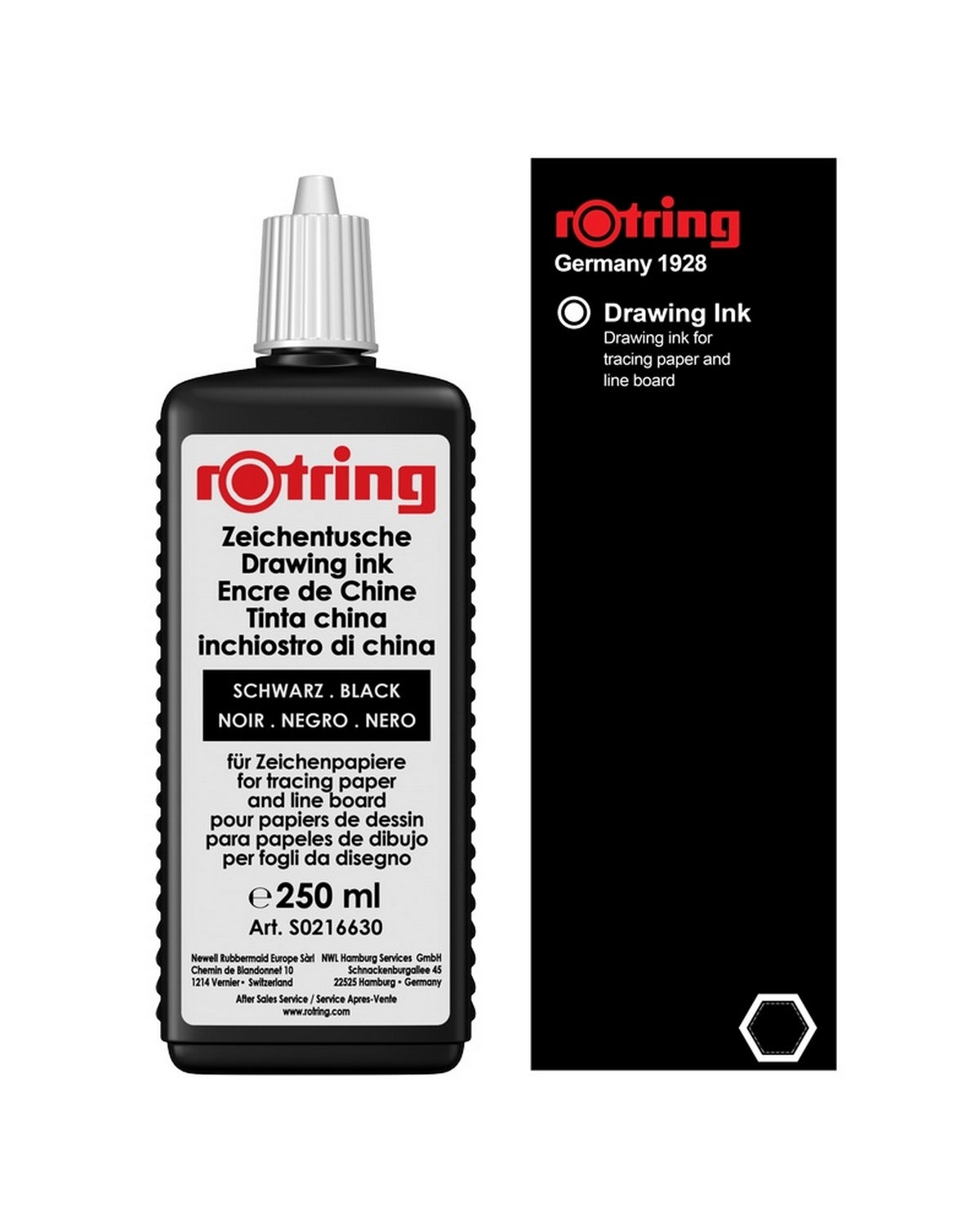 Тушь Rotring для черчения, 250 ml, Black, (S0216630) - купить по ...