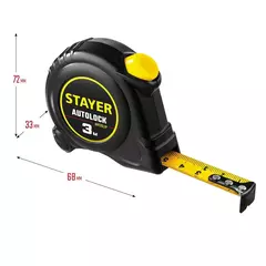 STAYER AutoLock, 3 м х 16 мм, рулетка с автостопом (2-34126-03-16)