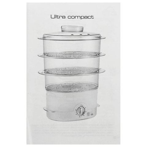 Пароварка TEFAL VC100630, 900 Вт, объем 9 л, механическое управление, 3 яруса, серебристая