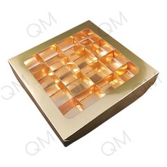 Коробка для конфет с вклеенным окном 190*190*30 мм (16) (золото), 10 шт