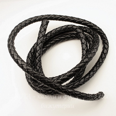 Шнур кожаный, 7 мм, цвет - черный, примерно 1 м