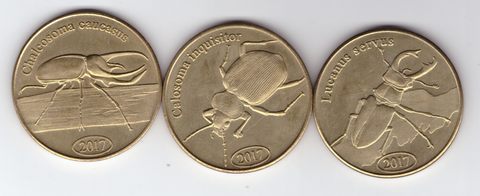 Суматра. 3 монеты 500 рупий. Жуки