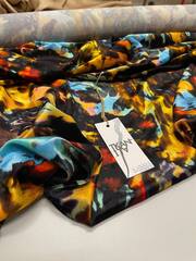 Плательно-костюмный шелковый бархат (Alta Moda for LV, 40%шелк/60%вискоза, Цветные разводы, 132)