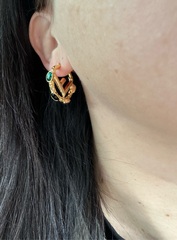 Серьги круглые (конго) FENDI из латуни с позолотой с цветными вставками