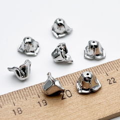 Шапочка, цвет серебро (родий), размер 7,4*10*9,8 мм, цена за 1 шт