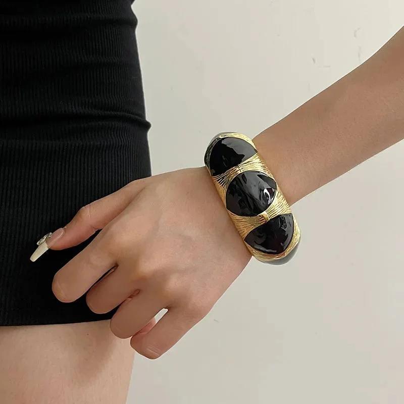 Браслет широкий Диора, Черный