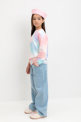 джемпер  для девочки  КР 302671-1/разноцветный спрей