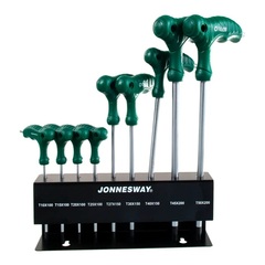 Jonnesway H10MT09S Набор ключей торцевых TORX® с рукояткой с центрированным штифтом Т10-Т50, 9 предметов 48069