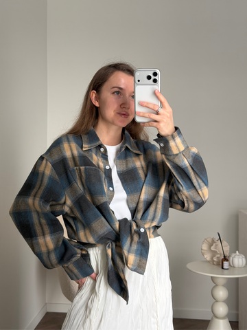 Рубашка в клетку синий