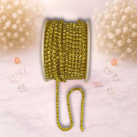Стразовая лента 3мм цвет золото-желтый ( 1м)