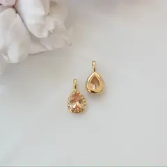 Подвеска Капля с персиковым фианитом, 15*8 мм, позолота, П431