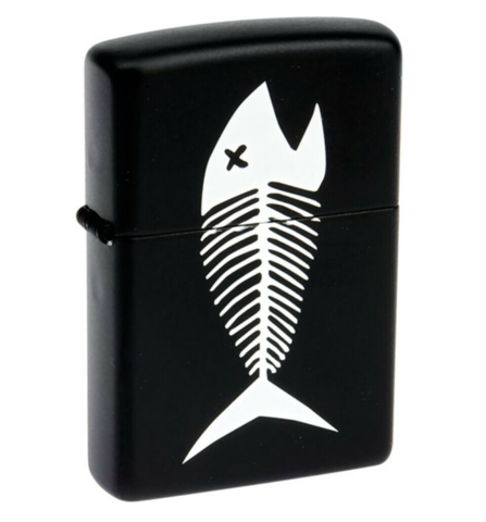 Зажигалка Zippo с покрытием Black Matte, латунь/сталь, черная, 36х12х56 мм (218 Fish bones) | Wenger-Victorinox.Ru