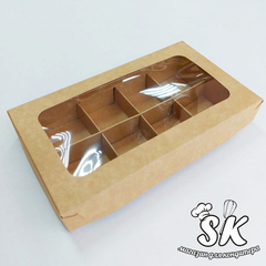 Коробка для 8 конфет 19х11х3 см с окном Крафт