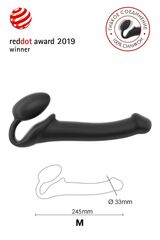 Черный безремневой страпон Silicone Bendable Strap-On M - 