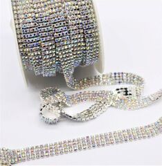 Цепь со стразами, ш. 1 см, серебро напыление AB