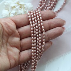 Жемчуг Майорка рис, розовый, имитация жемчуга, 5*4 мм, 10 нитей, МА053