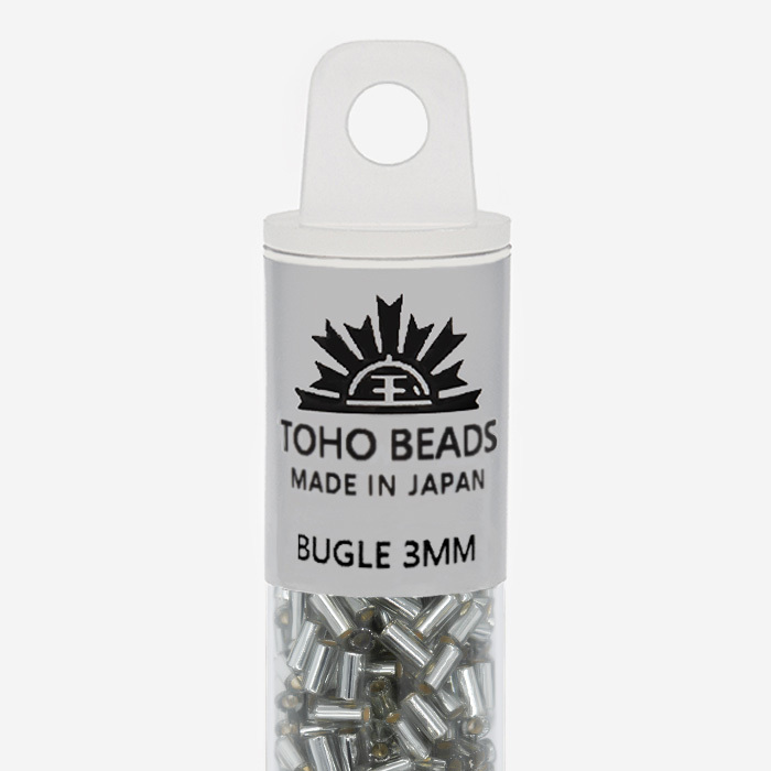 Японский бисер TOHO Bugle (стеклярус) 3mm (№29), с внутренним серебрением, прозрачный