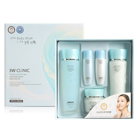 3W Clinic Excellent White Skincare 3 kit Set набор отбеливающих средств для сухой и нормальной кожи