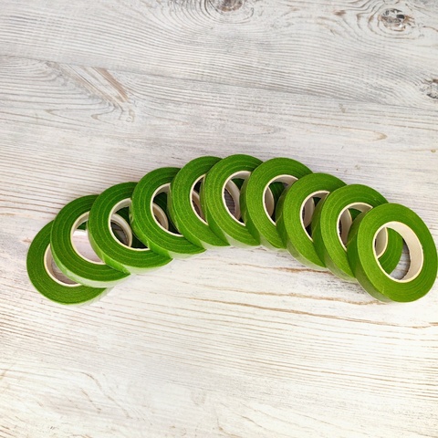 Тейп лента флористическая Светло - зеленая 12мм*27м (10шт)
