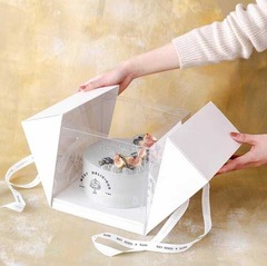 Коробка для торта Сундук премиум 25х25х20 см Белый