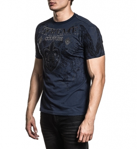 Xtreme Couture | Футболка мужская Doppleganger Dark Blue X1895 от Affliction левый бок
