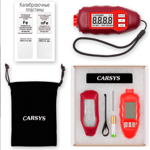 Толщиномер CARSYS DPM-816 Pro COMBO красный (с чехлами в комплекте)