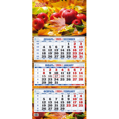 Календарь настенный 3-х блочный 2024,Краски осени,3 спир,оф,310х680,КБ06-24
