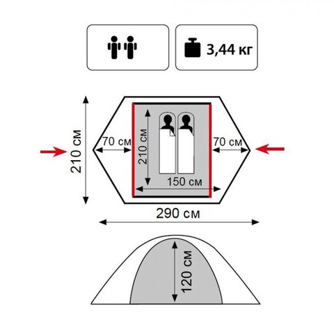 Картинка палатка туристическая Tramp Hunter 2  - 2