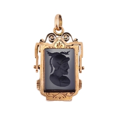 Золотой медальон-подвеска с печатью из оникса и агата 19й век