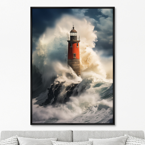 ArtNoMore - Репродукция картины на холсте Lighthouse in the raging ocean, 2024г.