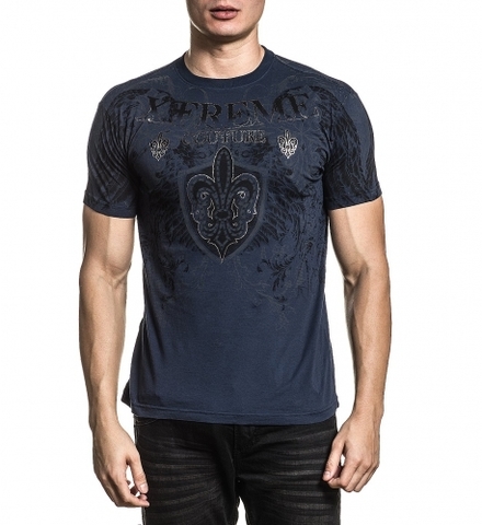 Xtreme Couture | Футболка мужская Doppleganger Dark Blue X1895 от Affliction перед на модели