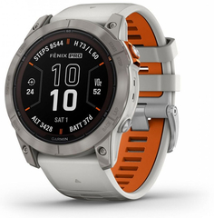 Часы Garmin Fenix 7X Pro Solar, Sapphire, Titanium, Gray/Orange