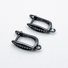 Ювелирные швензы с покрытием черный металл, фианиты, размер 16*3,5 мм, цена за пару