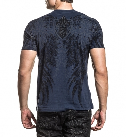 Xtreme Couture | Футболка мужская Doppleganger Dark Blue X1895 от Affliction спина на модели