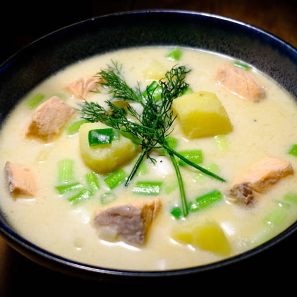 Сливочный суп из семги
